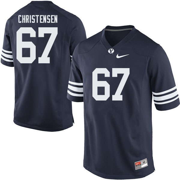Men #67 Brady Christensen BYU Cougars College Football Jerseys Sale-Navy
